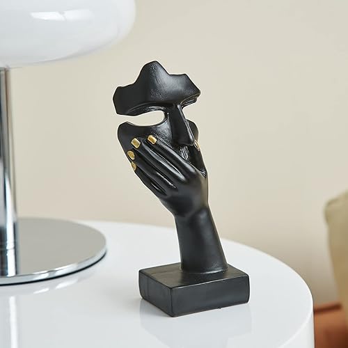 Miniatura 4 de FJS Estatuas de pensador de 6.7 pulgadas de alto para decoración del hogar, estatua de cara de mujer de arte abstracto, figura coleccionable para