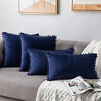 Vista 177 de 2 fundas para cojín decorativo de terciopelo con pompones