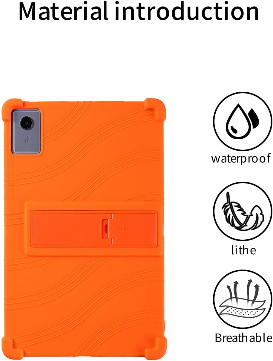 for Lenovo Idea Tab Plus(TB365FC) 2025 12.1 Inch Tablet Case,BOVUGAC Soft Silicone Adjustable Stand Shockproof Kids Friendly for Lenovo Tab K12 12.1" Tablet(Orange)