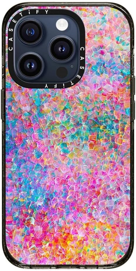 CASETiFY Impact Case for iPhone 15 Pro [4X Military Grade Drop Tested / 8.2ft Drop Protection] - My Neon Summer - Clear Black