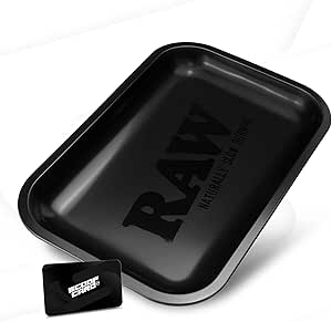 RAW Matte Black Murder&#39;d Cigarette Rolling Tray | Size - Small | Elegant and Sleek Black on Black Finish with Smooth Rounded Edges