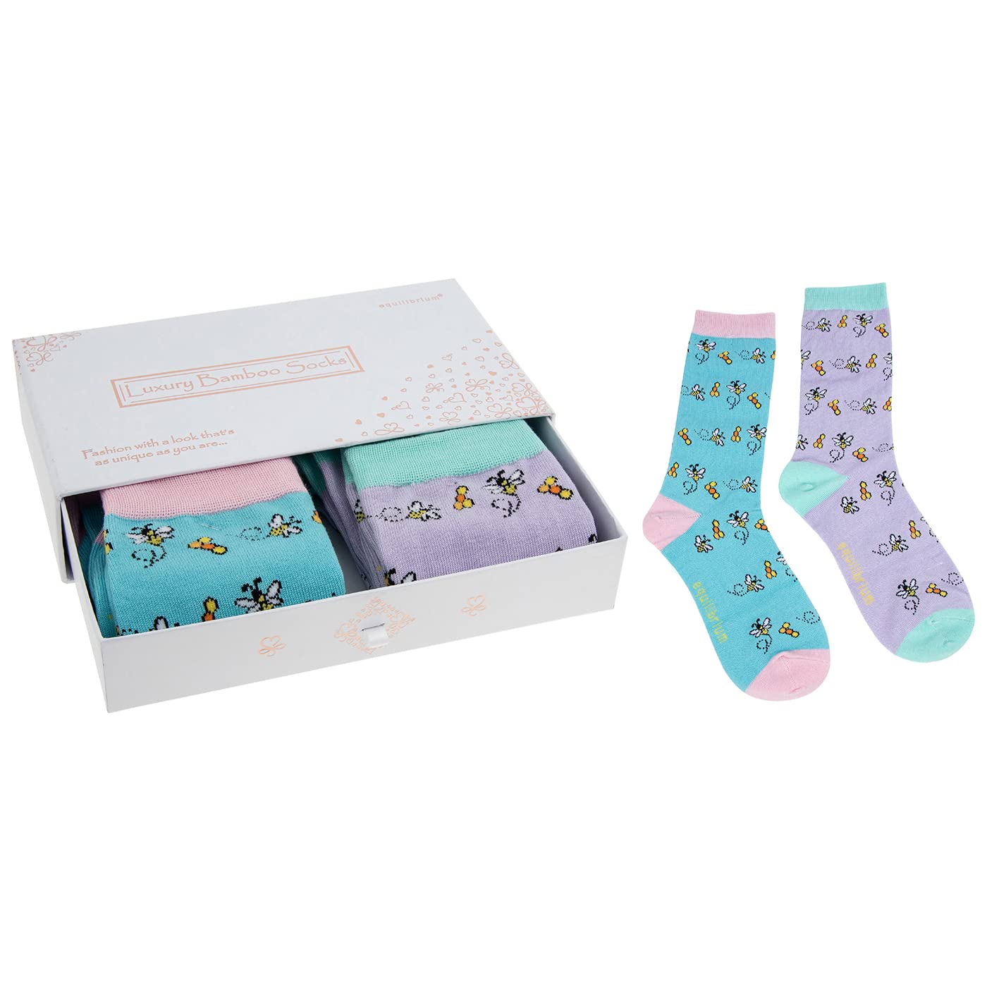 Equilibrium Unisex Multicoloured Bamboo Socks Gift Boxed - Honey Bee Design