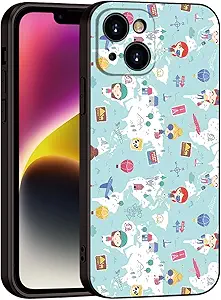 Cute Cartoon World Map Phone Case for iPhone 15 - Soft & Shockproof Travel Style for Girls & Women(B1-Cartoon Cute Girly)