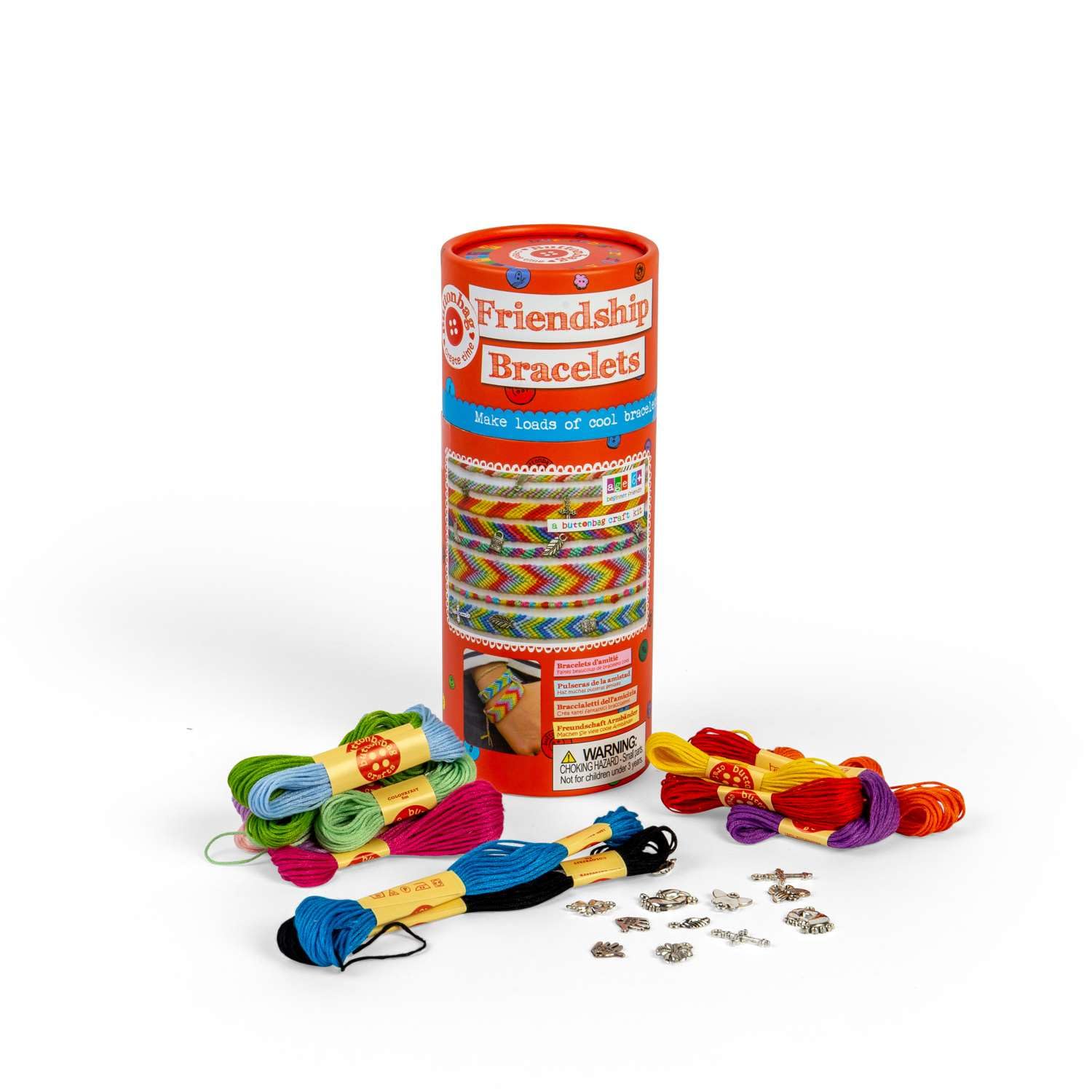 Buttonbag Friendship Bracelets Jewellery Making Craft Kit - 12 Colours - 12 Charms