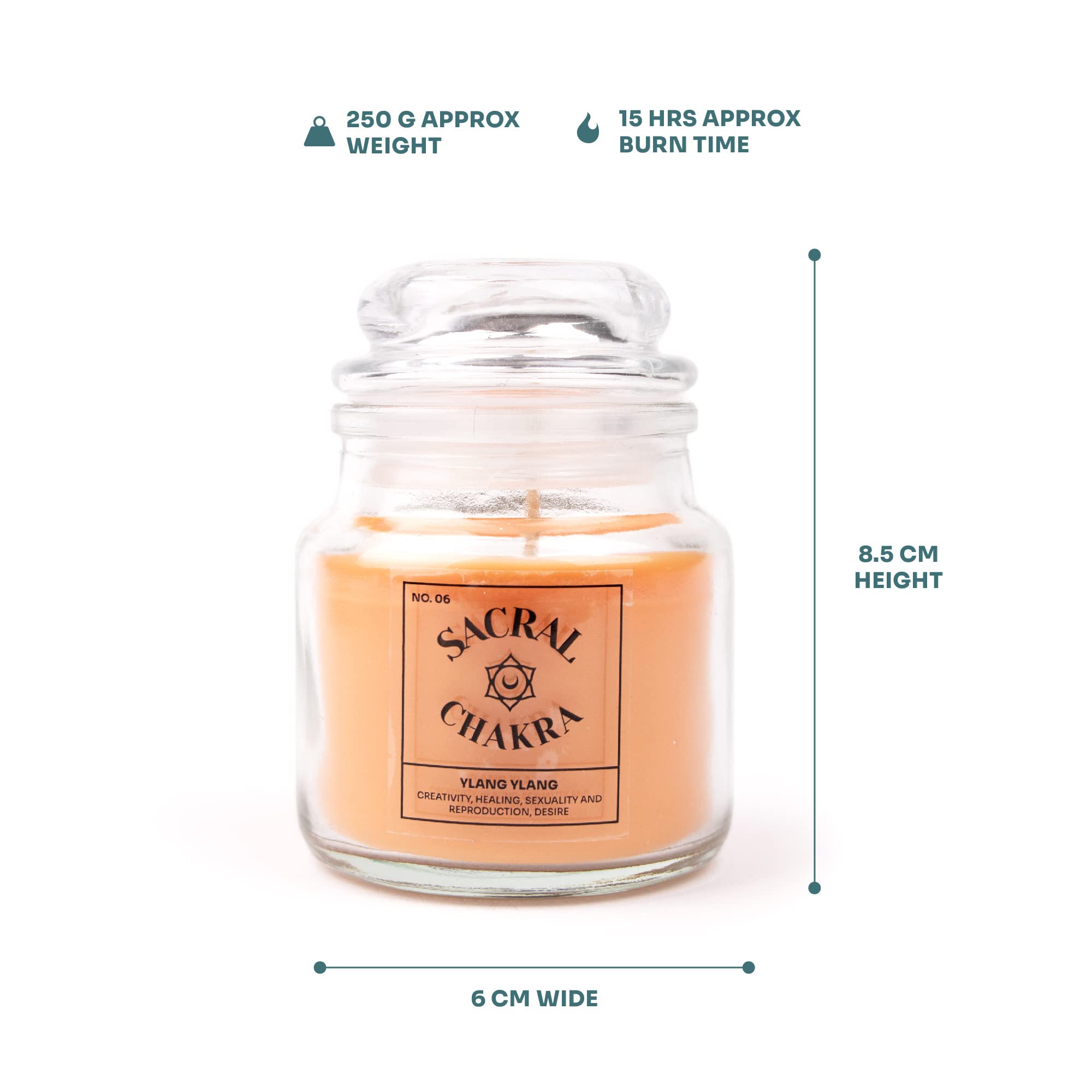Myga RY1300 Candela Profumata Chakra Sacrale con Cera di Soia al Profumo di Ylang Ylang - Creatività, Guarigione, Riproduzione e Desiderio - Arancione
