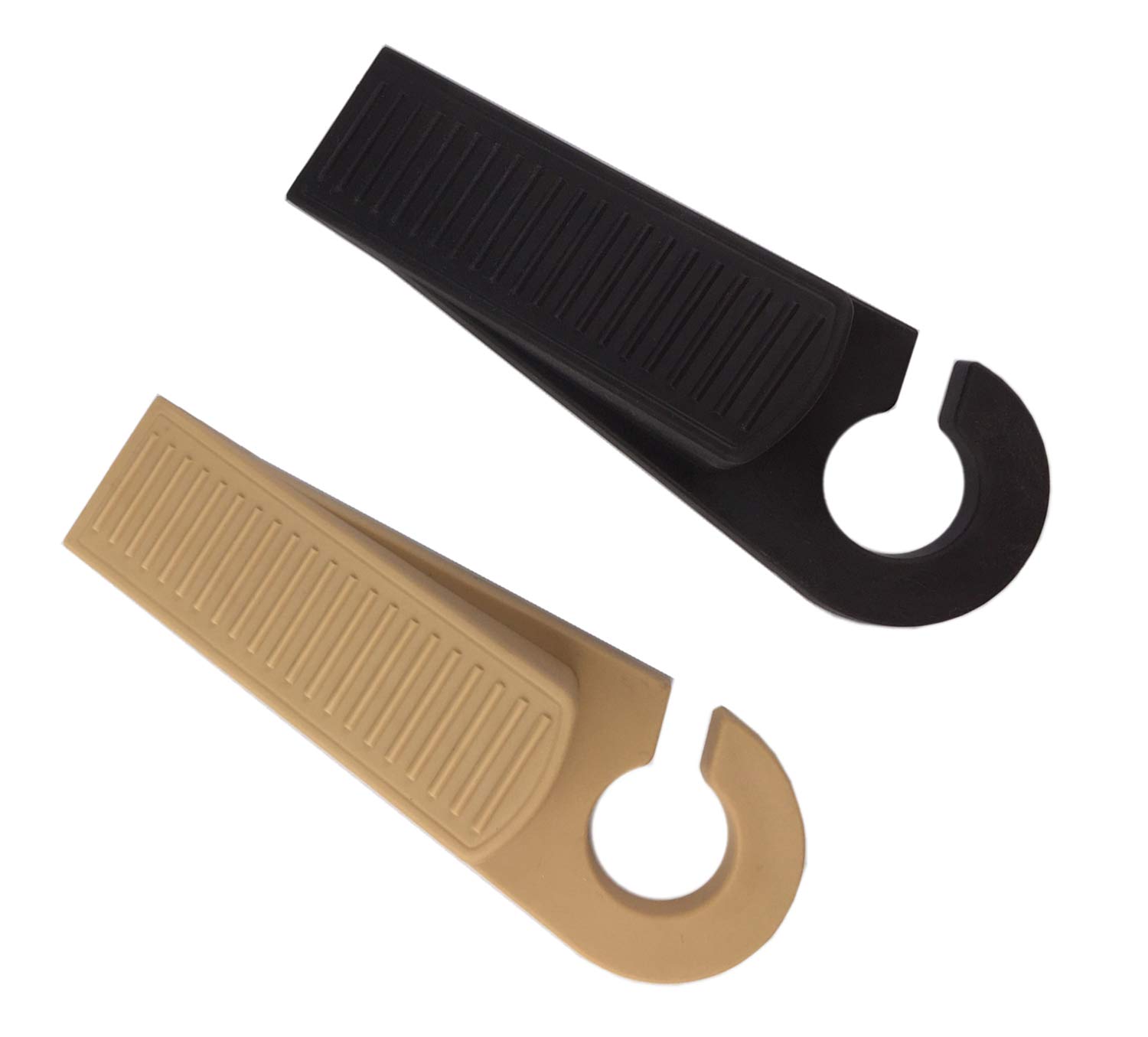 Aiboco Door Stopper Heavy Duty Door Stop Rubber Wedge, Work with Multi Surface and Gap Up to 1 inch, 2 Pack, Brown and Black