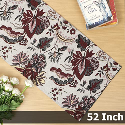 Image of HOKIPO Cotton Jacqaurd Table Runner 12x52 Inches (IN-531-D4, White)