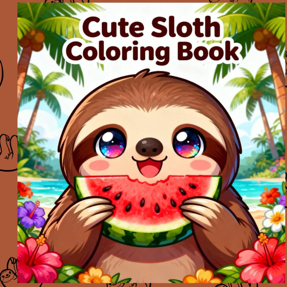 Cute Sloth Coloring Book: Bold and Easy Relaxing Animal Designs for Kids, Teens, Who Love Adorable Slow Life Coloring