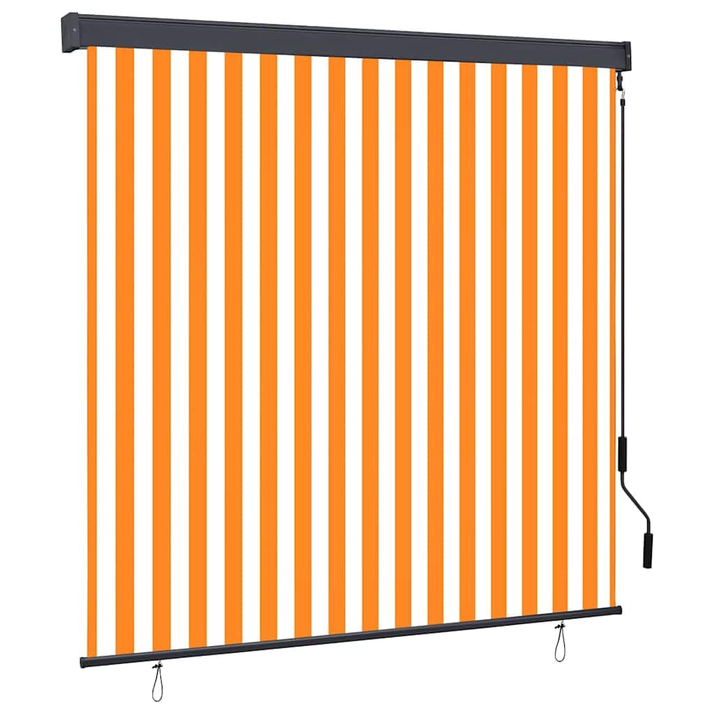 Store Enrouleur Blanc et Orange 180 x 250 cm Tissu et Aluminium,Stores vénitiens & Stores en Toile,4.9kg-362083