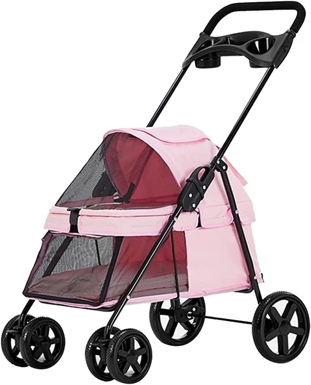 Cochecito para Perros pequeños para Mascotas para Perros Gatos, cochecitos para Perros exquisitos cochecitos para Perros Ligeros para Perros pequeños (Rosa)