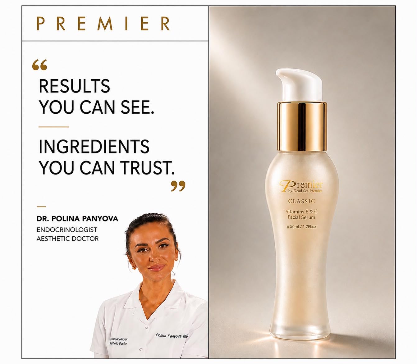 Premier Dead Sea Vitamin C Face Serum, Brightening Formula, 1.7 Fl Oz