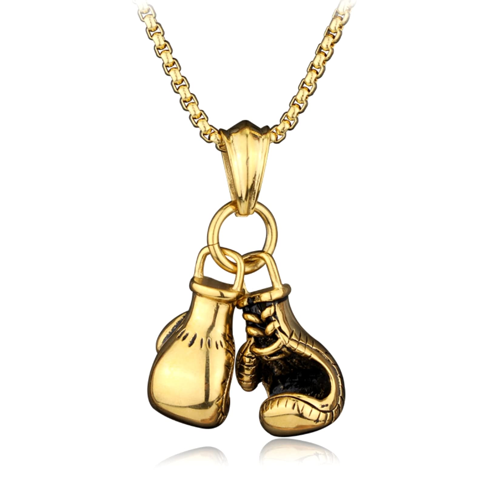 LepratoBoxing Gloves Necklace Boxing Chain Pendant Necklace Punk Jewelry Gifts for Men Women