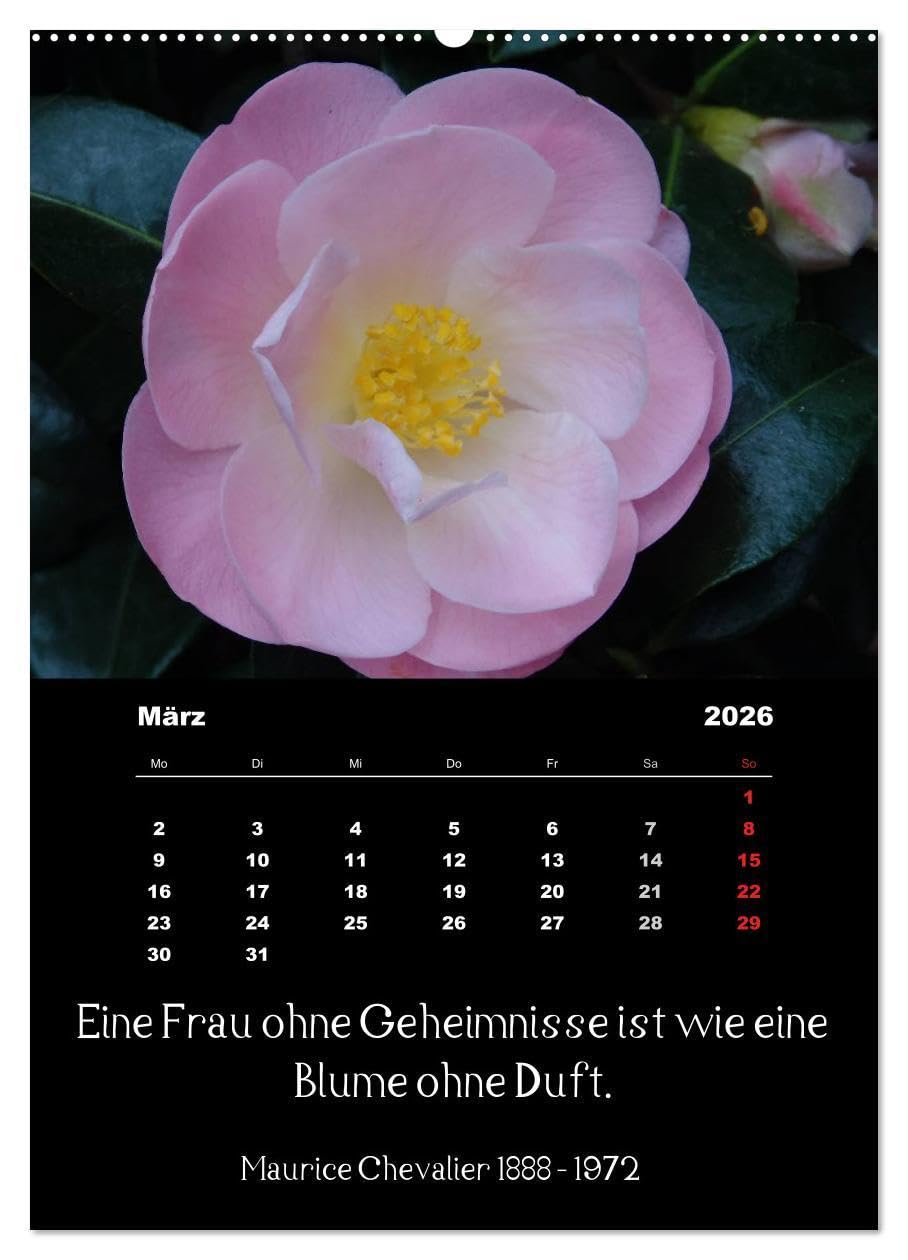 Sprüche und Zitate berühmter Personen über Blumen und Natur (hochwertiger Premium Wandkalender 2026 DIN A2 hoch), Kunstdruck in Hochglanz: ... Spruch unter jedem Bild (CALVENDO Natur)