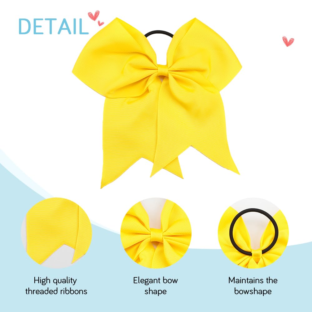Large Sequin Cheer Bows - 2 Pcs Cheerleading Ponytail Holders, 20cm Girls Hair Bands, Yellow, 1 count (Pack of 2) - Image 3