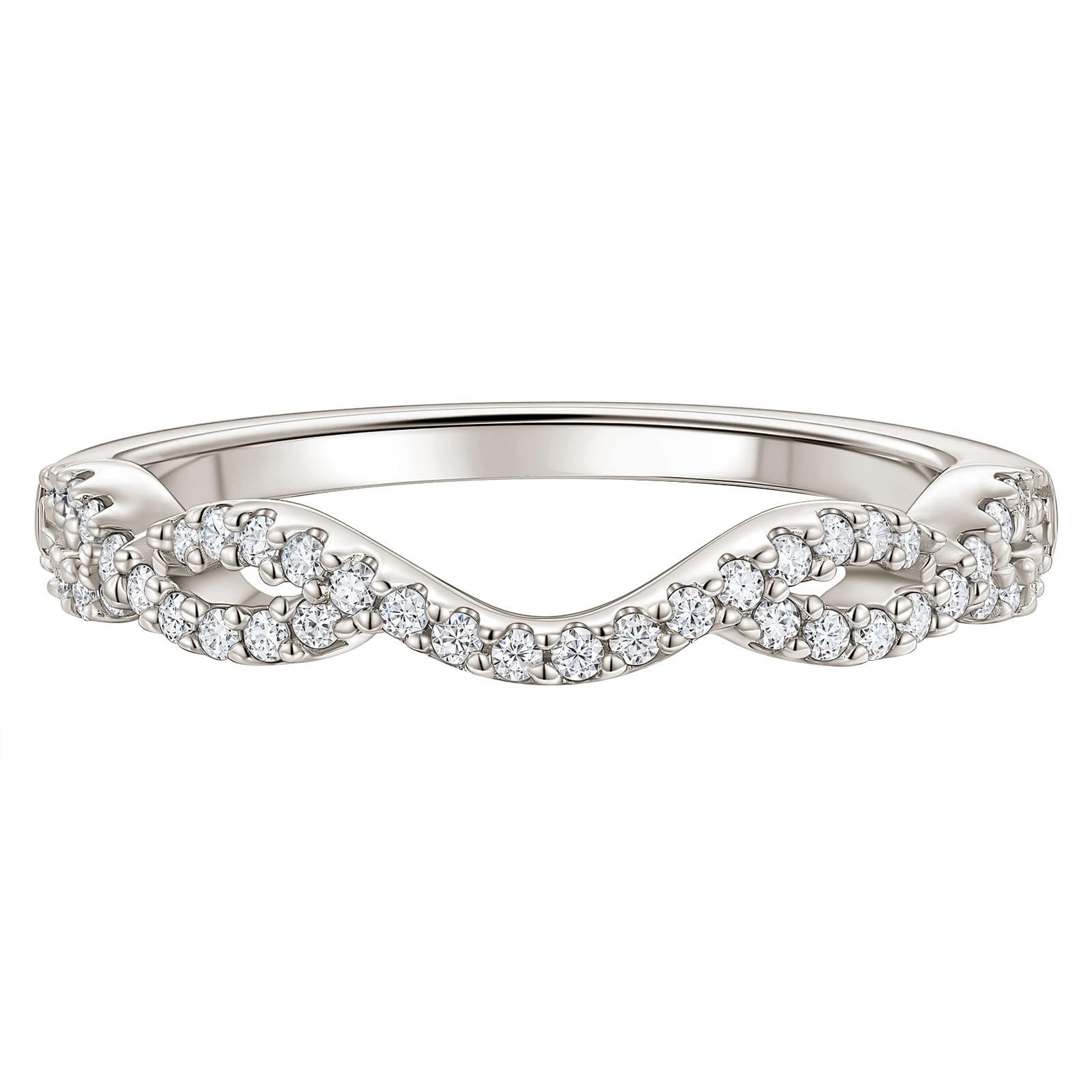 Wuziwen 925 Sterling Silver Twisted Eternity Ring Wedding Bands for Women