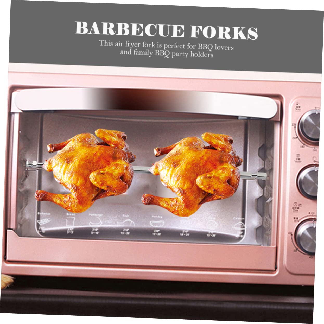 VICASKY 3pezzi Forchette per Barbecue in Acciaio Inossidabile per Grigliata Facile Forchette per Friggitrice ad Aria Utensili da Campeggio Resistenti per Barbecue e Ristoranti