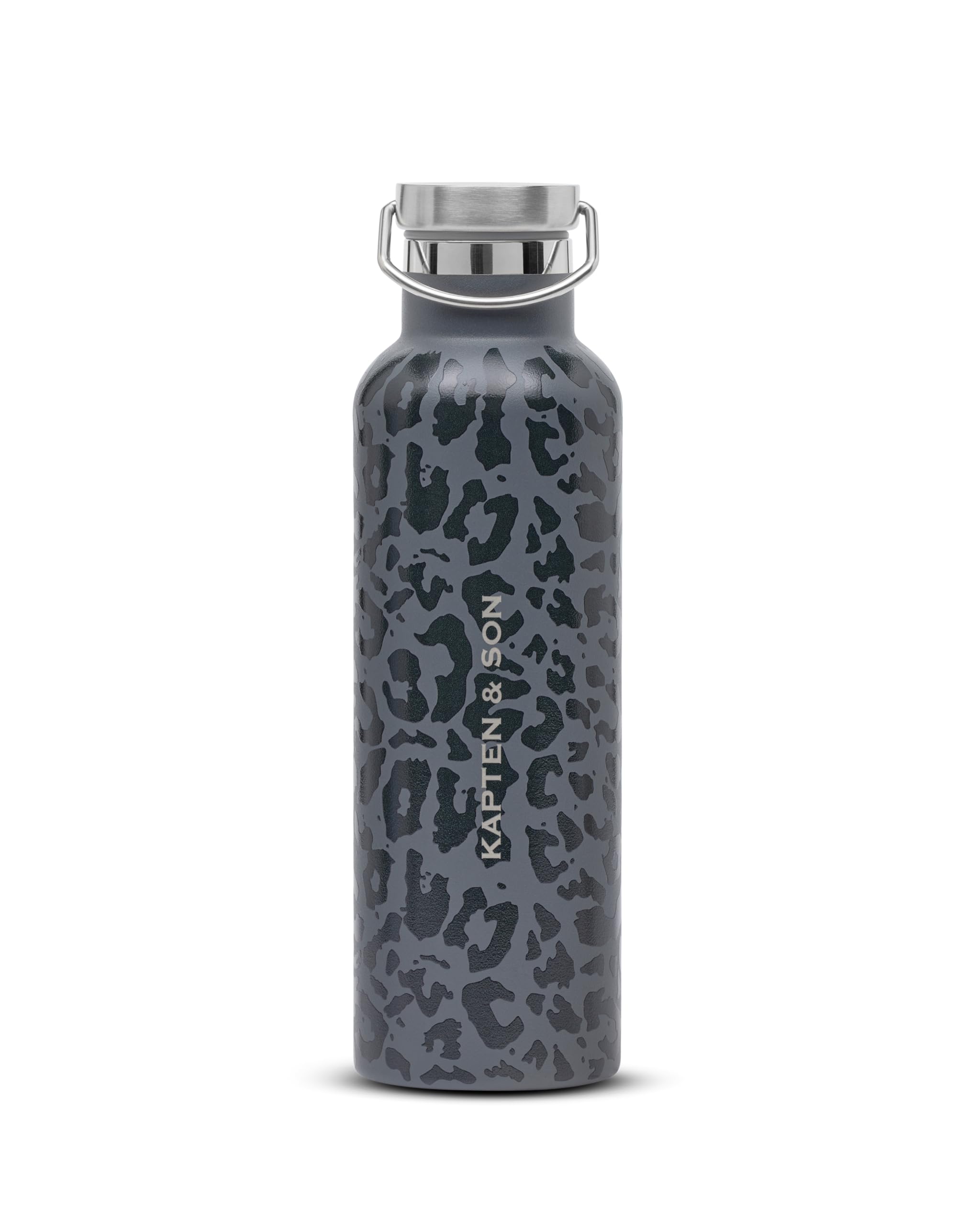 Kapten & Son Trinkflasche Edelstahl 750 ml Leo Dunkel Grau | Thermosflasche auslaufsicher & spülmaschinenfest | Wasserflasche Sport & Alltag | Heiße & Kalte Getränke | Doppelwandig Isoliert, BPA-Frei