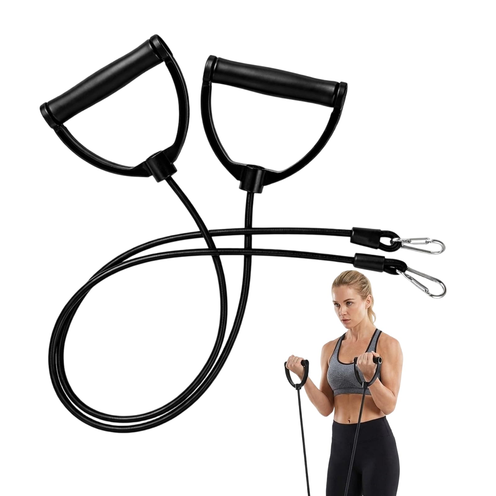 Foot Pedal Resistance Band, D Handles Gym Equipment, Elastic Fitness Sport Tension Rope Abdominal Exerciser, Resistance Bands with Handles for Home Training, Exercise Bands with Handles for Strength D