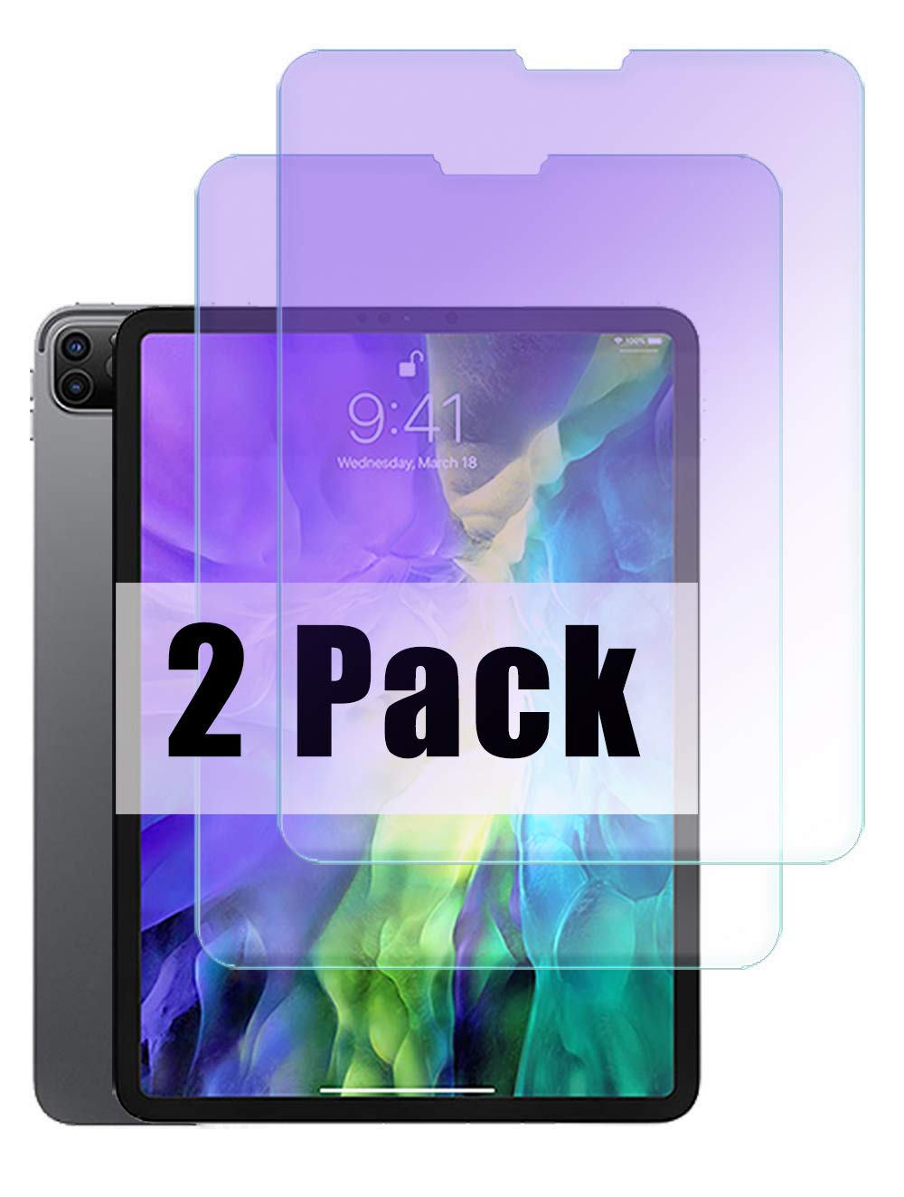 MuntonskiAnti Blue Light Compatible with iPad Pro 11 Screen Protector (2018 2020 2021) 11inch tempered Glass 9H Hardness 2 Pack