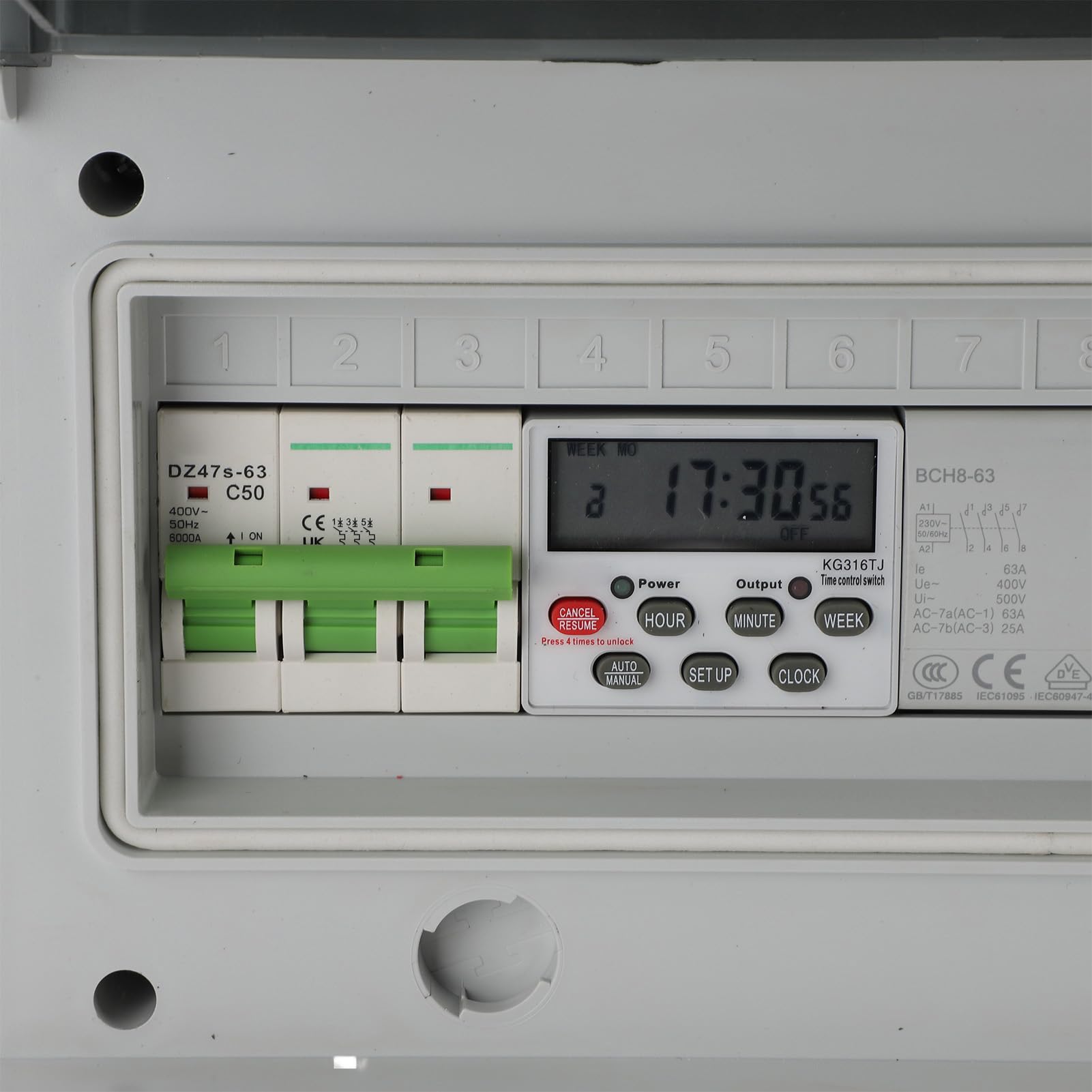 7-Day Digital Timer Switch 380V, IP65 Programmable Outdoor Timer for Pool Pump & Lighting, 16 On/Off Settings, Automatic Digital Time Switch