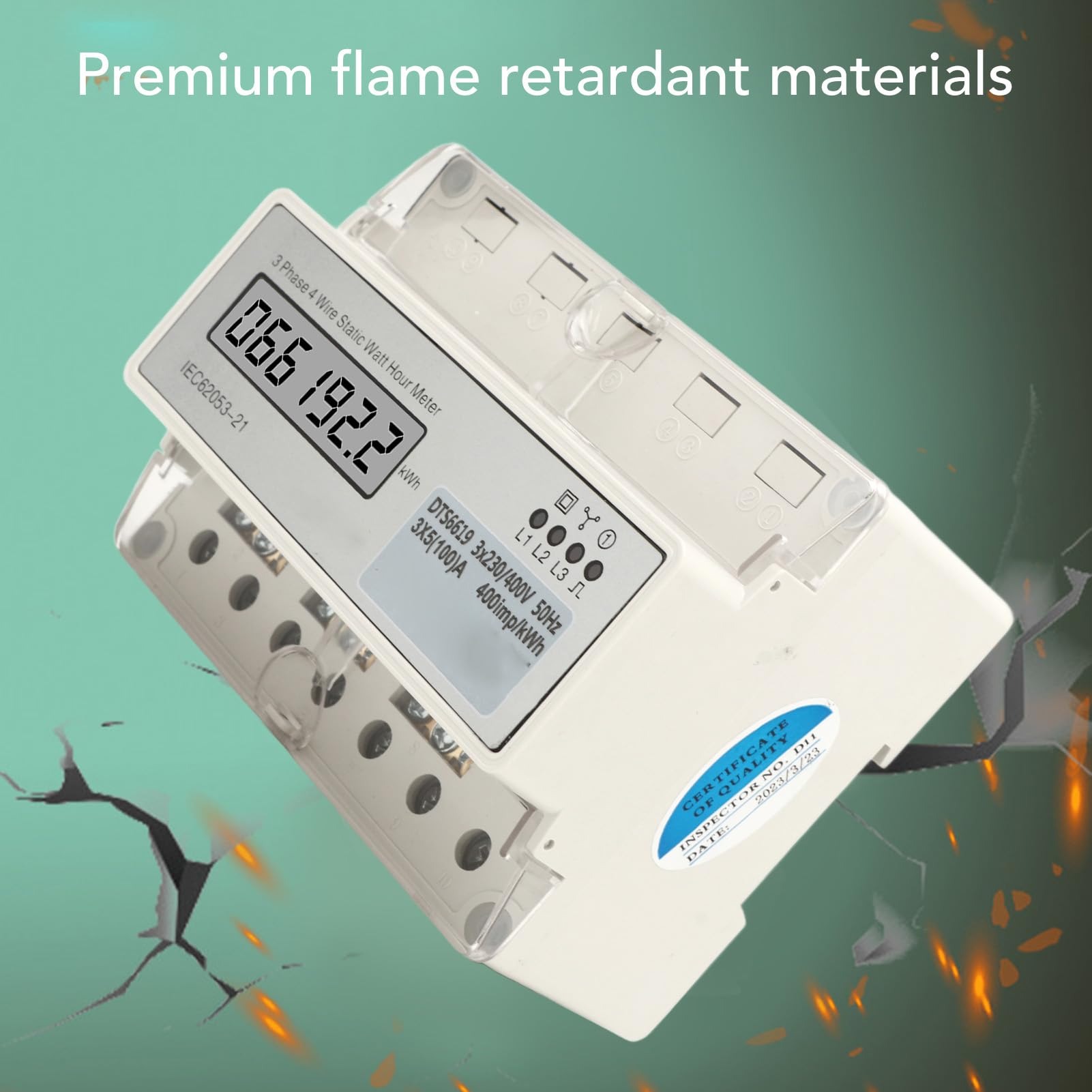 Contatore di energia elettrico trifase a 4 fili con binario di guida con display LCD, 7P AC230V 400V
