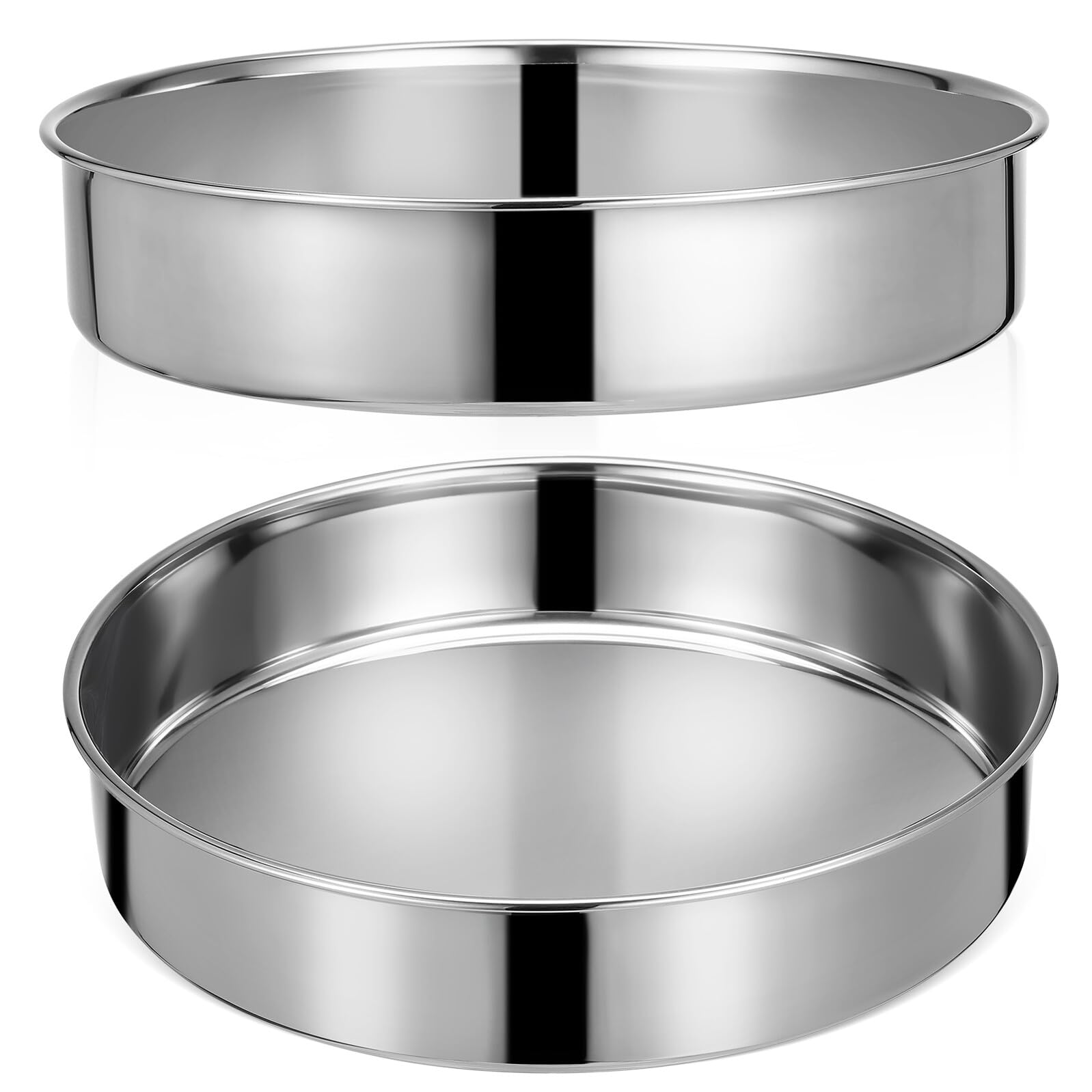 Gatuida Molde Redondo para Pastel 24 CM Acero Inoxidable sin Borde 2 Unidades Molde para Hornear y Servir Platos para Aperitivos Utensilios de Repostería Resistente Alta Temperatura