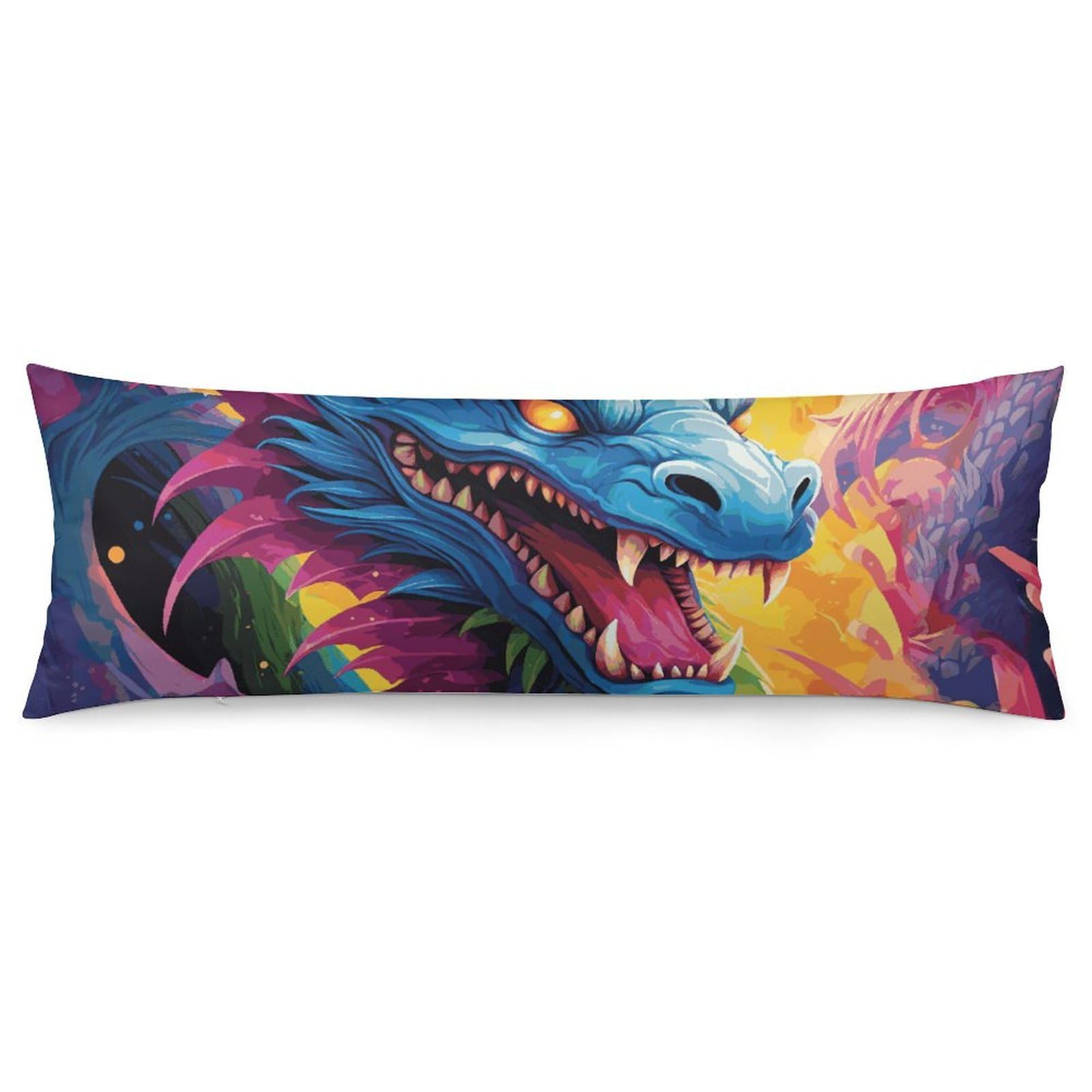 NONHAI 2 Pack Pillow Cases for Hair and Skin, Soft Breathable Pillow Case Covers with Hidden Zipper, Colorful of Dragons Pillowcase 20"x54" Pillow Covers for Sleeping Gift