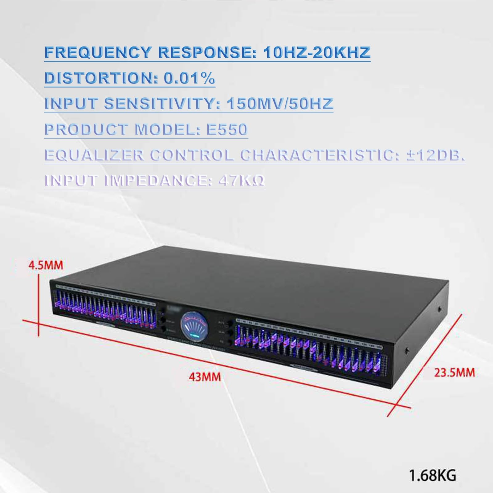 McbeAn Stereo-Grafik-Equalizer, 22-Band-Audio-Equalizer, Digitaler Stereo-Grafik-Equalizer, 10 Voreingestellte Effekte, DSP-Rauschunterdrückungsprozessor, Für KTV-Veranstaltungen, Musikstudios Und DJ
