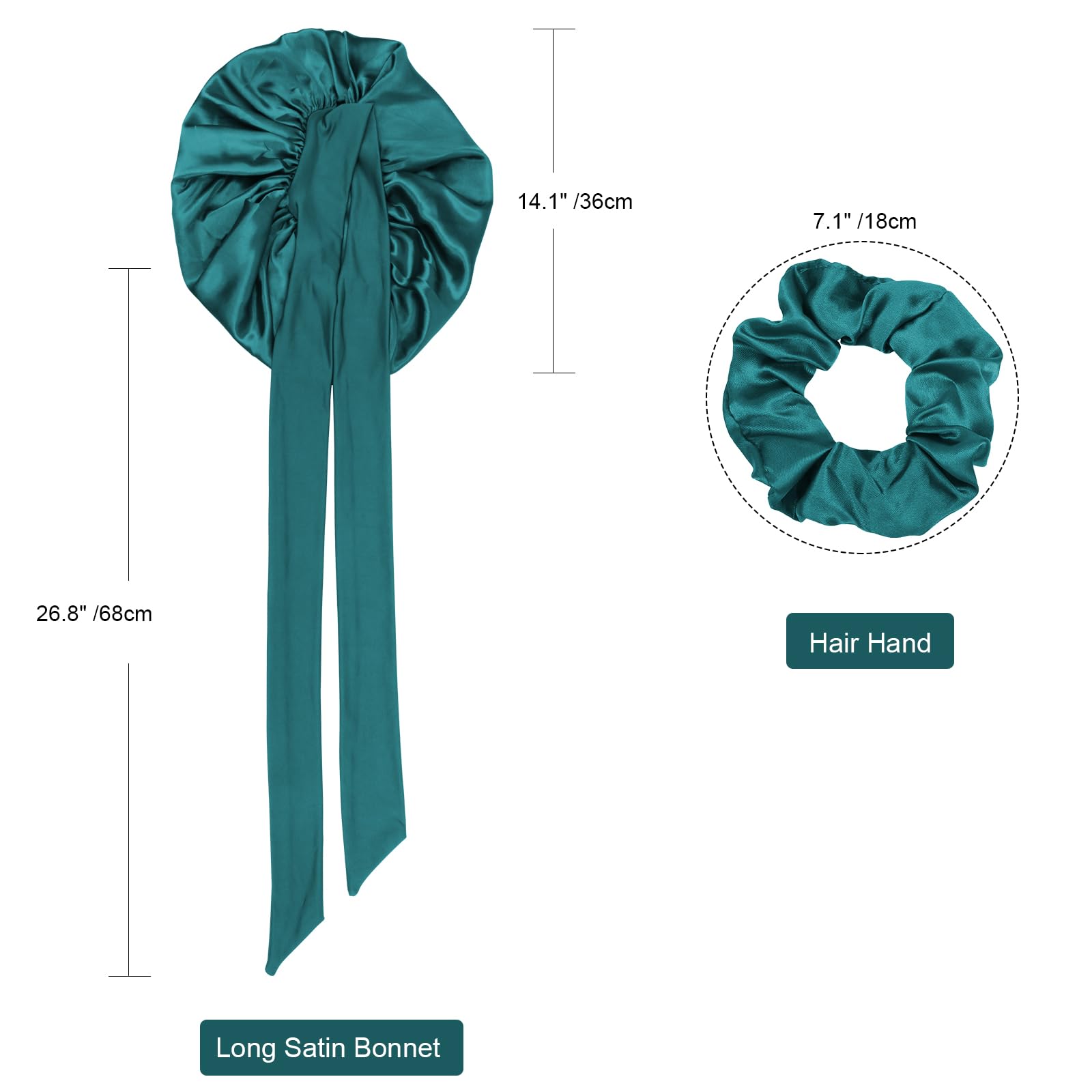 DRESHOW Cuffia con Treccia di Raso per Donna Cuffia di Seta per Dormire Cuffia per Dormire con Fascia Elastica Cuffia da Notte per Capelli Ricci Lunghi Locs