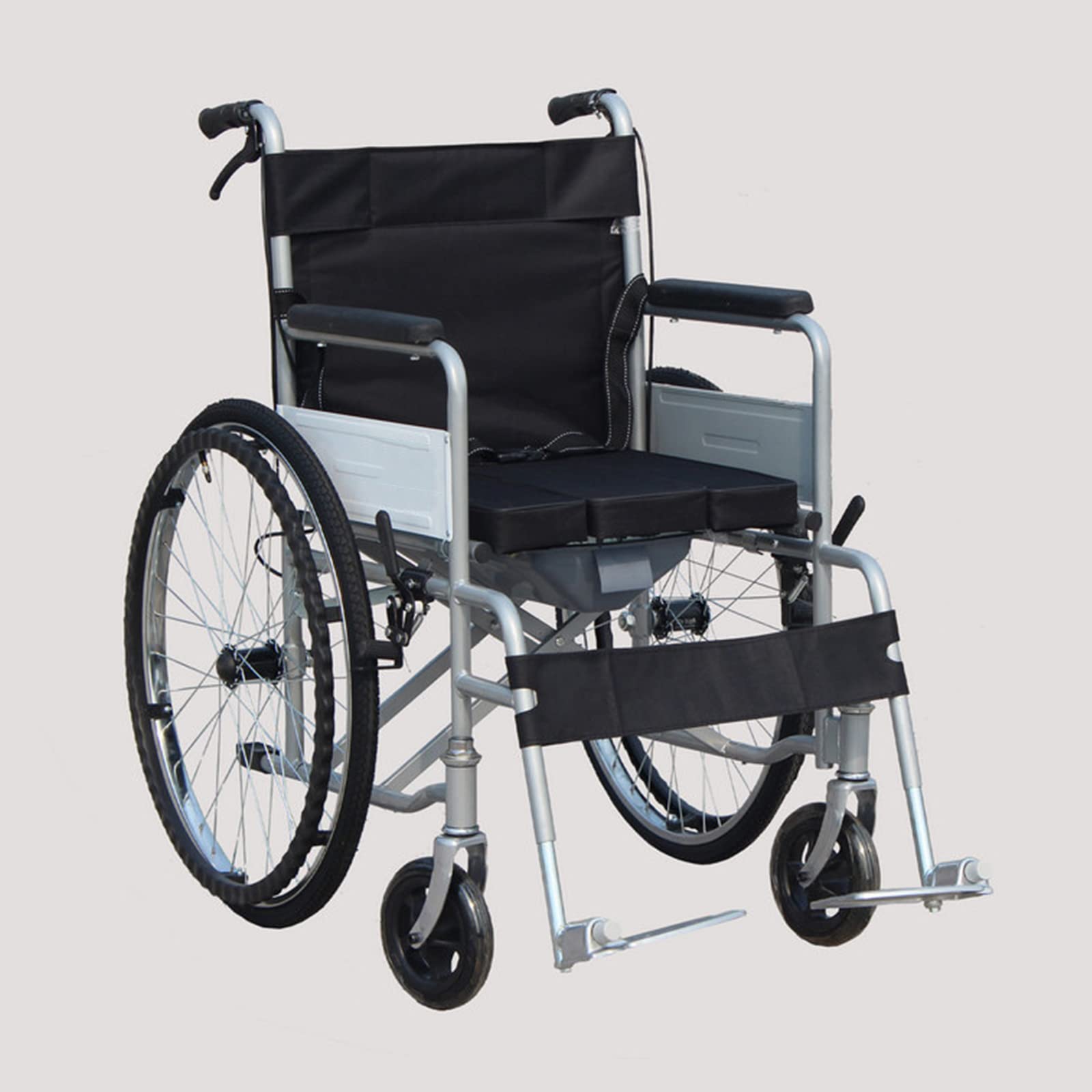 Silla de Ruedas,Silla de Ruedas Manual Ligera,Silla de Transporte Plegable con Reposapiés/Black
