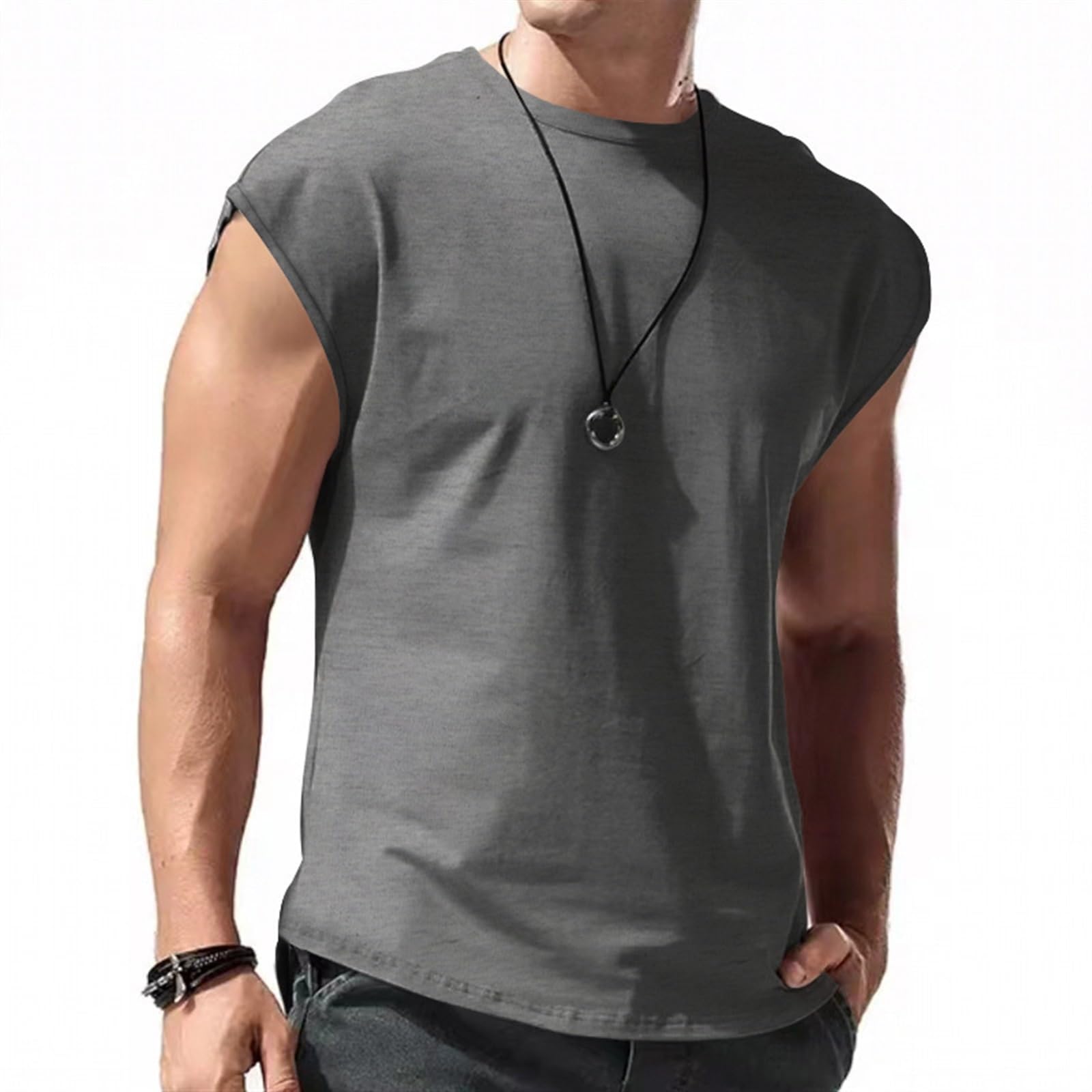 Canottiere da Allenamento da Uomo, Magliette da Palestra Senza Maniche, Pantaloncini da Jogging, Tute da Jogging(Grey,XX-Large)