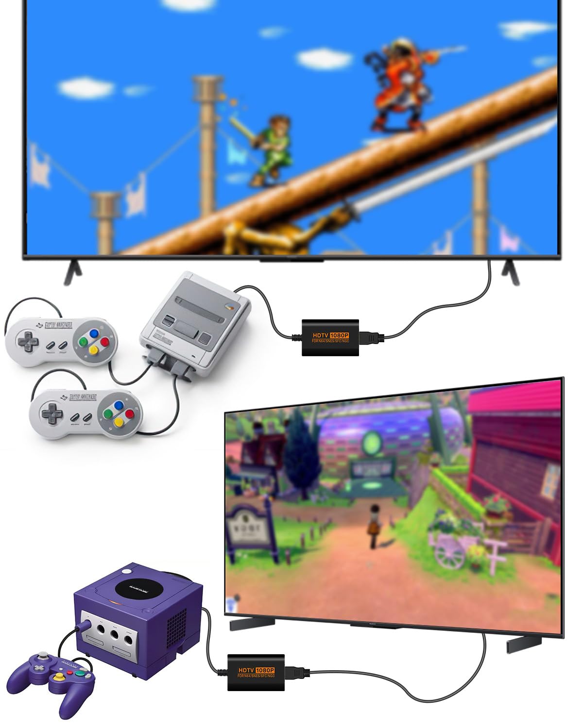 Sehawei Adattatore N64 a HDMI,Convertitore SNES/SFC/NGC a HDMI Adattatore video-audio 1080P compatibile con N64/Snes/SFC/NGC Console