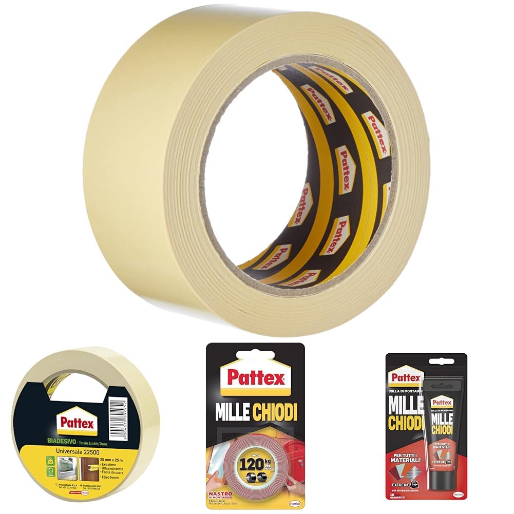 Pattex 22500 Nastro Biadesivo Universale, per Applicazioni Industriali e Assemblaggi Domestici e Fai da Te, 50mmx25m
