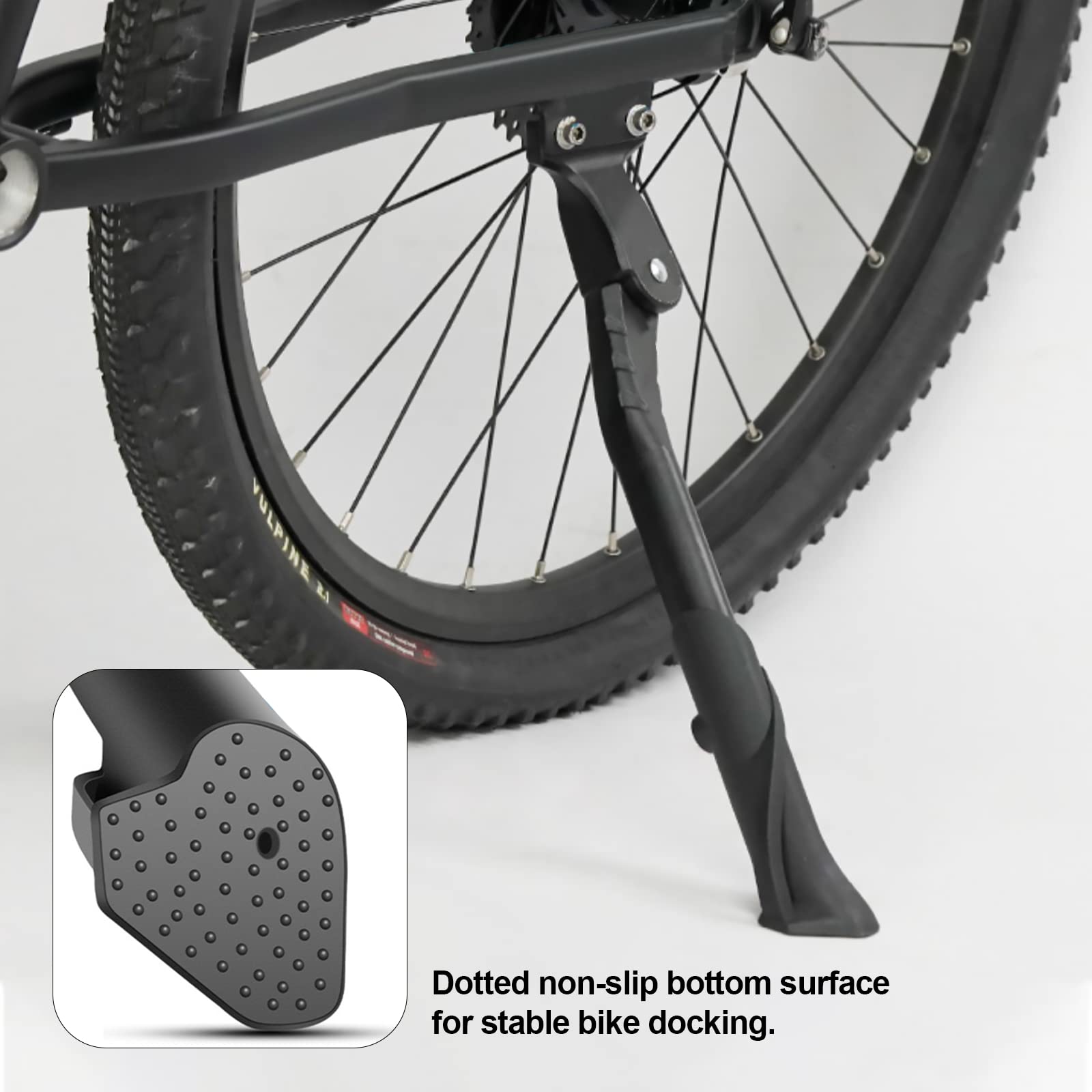 Stojak rowerowy 24-29 cali, Regulowany na wysokość stojak rowerowy 40mm rozstaw otworów tylny stojak aluminiowy stojak boczny do rowerów miejskich, rowerów górskich, e-bike, MTB