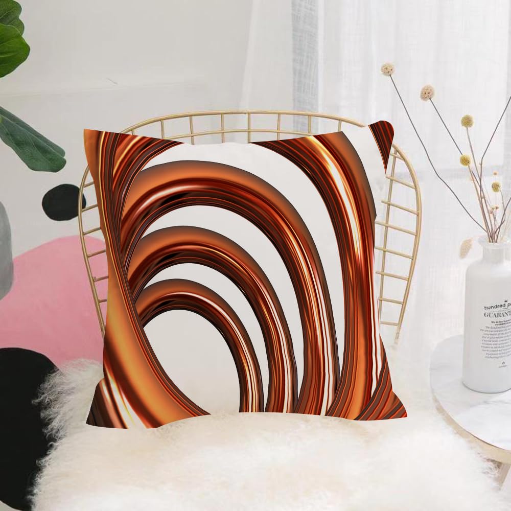 HYOSXW Cushion Cover,Throw Pillow Case Home Decorative for Living Room Bedroom Sofa Chair 16X16 Inch,Gilt spiral ring, spiral decoration with copper-colored metal texture,Pillowcase 40X40cm