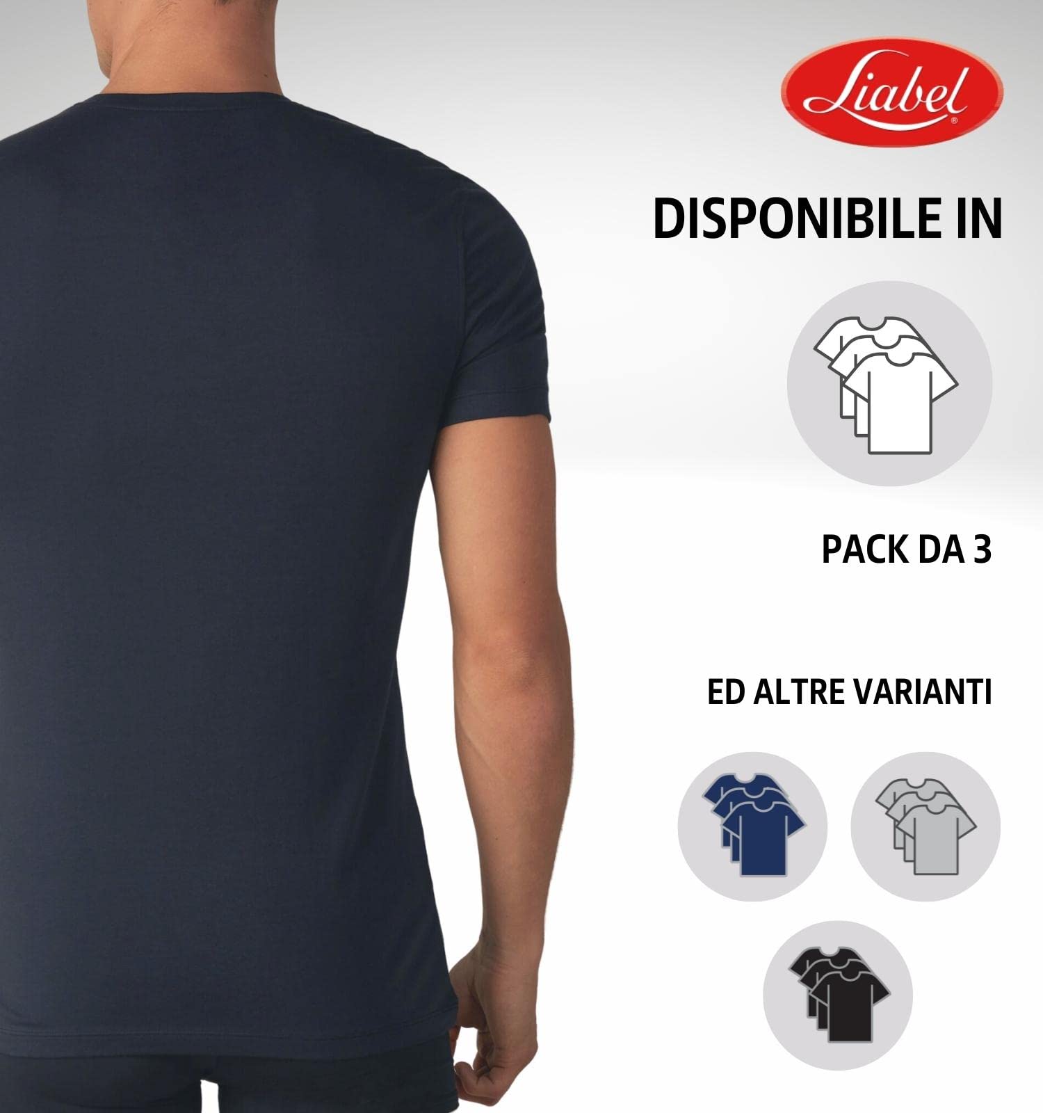 Liabel ® 3 Koszulki Intime Mężczyźni Ciepła Bawełna Termiczna Dekolt w kształcie litery V i szyi Paczka, 3 V Neck Niebieski, L