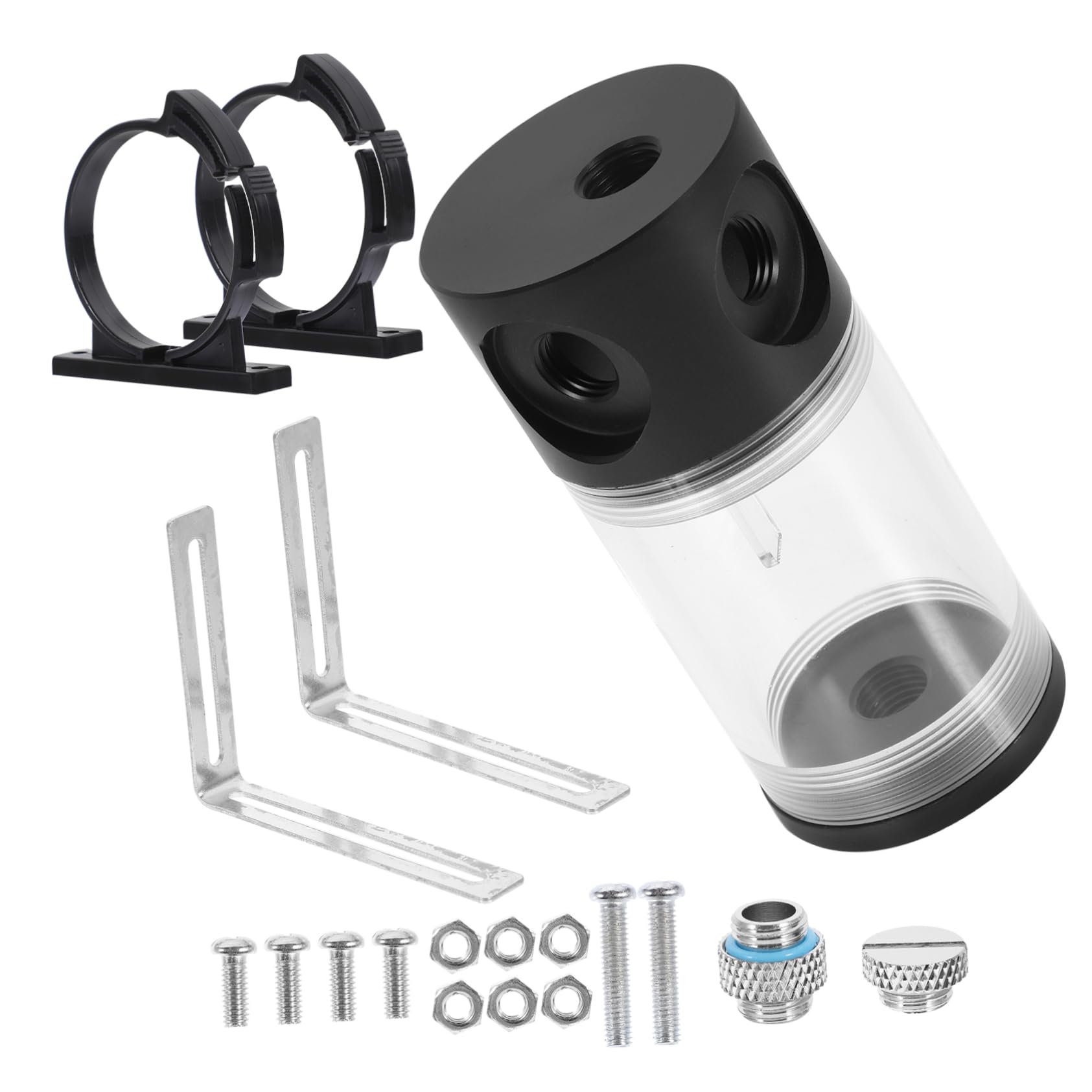 SHINEOFI Serbatoio Materiale Ferro e Abs di Raffreddamento Acqua Cilindrico per PC con Fascia Tenuta e Assemblaggio Kit di Raffreddamento Liquido per Sistema di Raffrescamento Computer