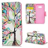 Galaxy S8 Case, YOKIRIN Beautiful Green Tree and Leaf Magnetic Style PU Leather Case Wallet Flip Stand Flap Closure Cover with ID&Credit Card Holder Protective Skin for Samsung Galaxy S8