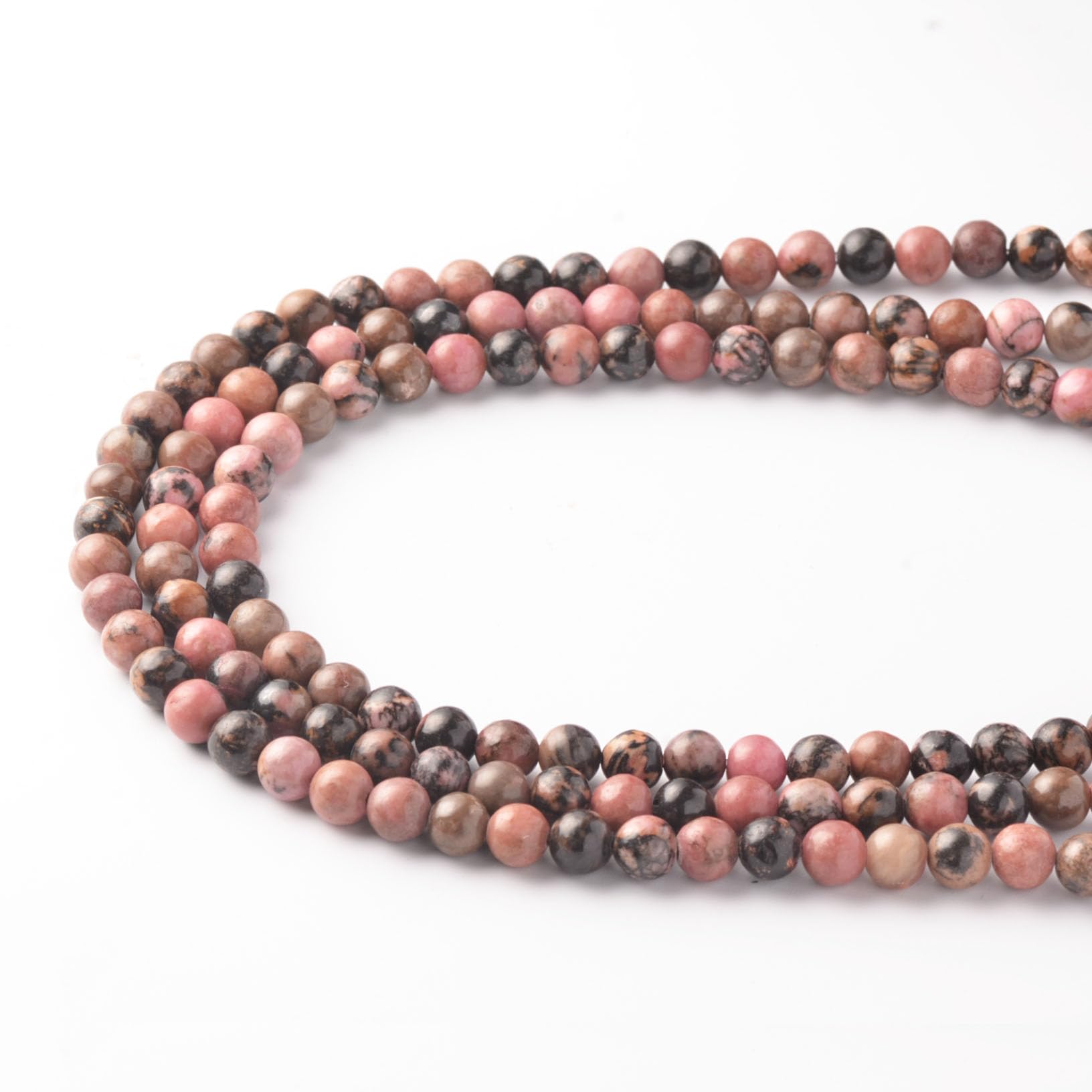 6mm Black Stripe Rhodochrosite Stone Beads for Bracelets Making, Gemstone Beads for Jewellery Crafting (55~60Pcs)