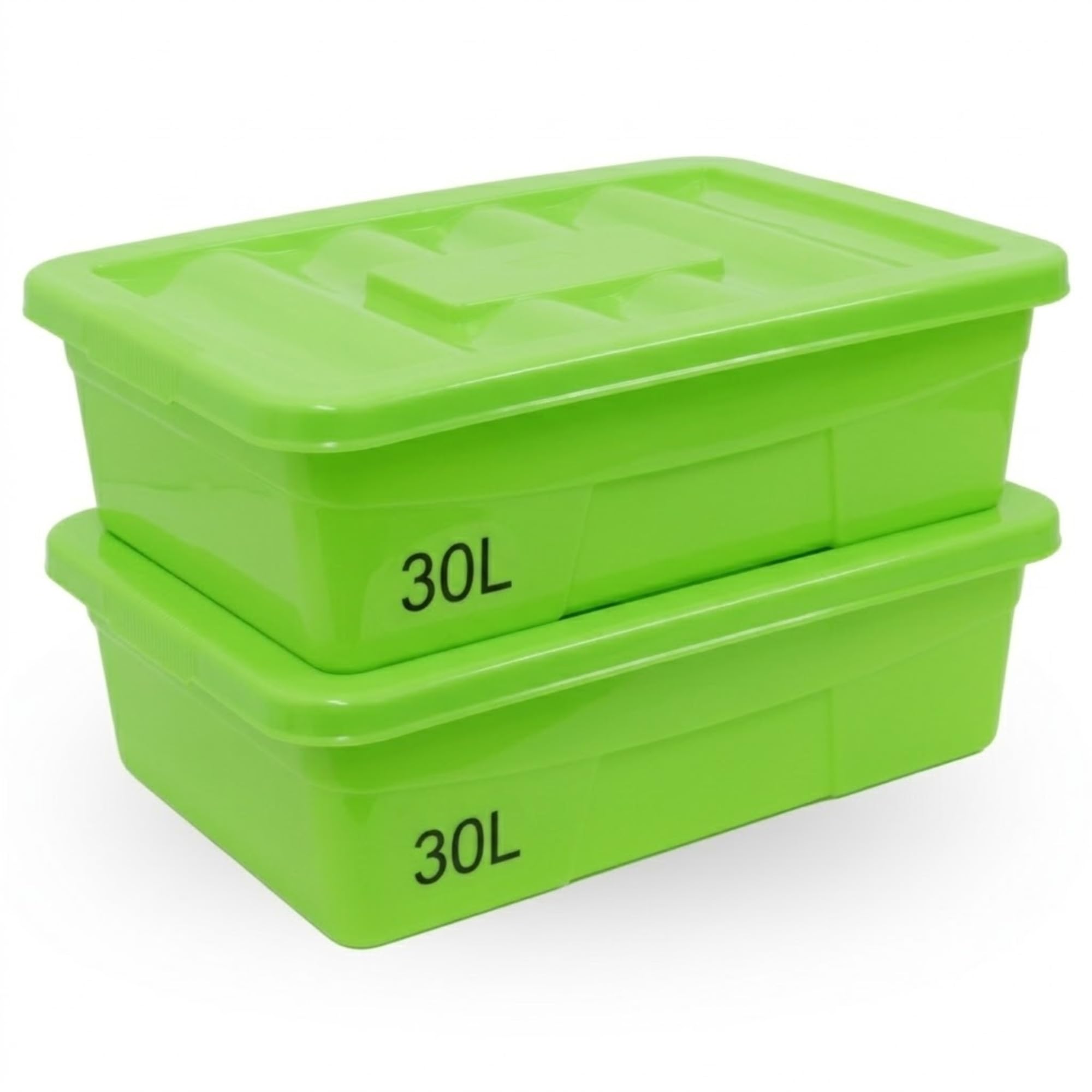 SIDSONS 30L Underbed Plastic Storage Boxes with Clip Lock Lids, Underbed Protective Storage Box -Multipurpose Organizer for Home, Office Accessories (Green, 2x 30 Liter)