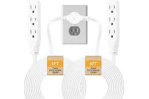 Twin Extension-Cord Power Strip - 12 ft Dual Extension Cord Splitter