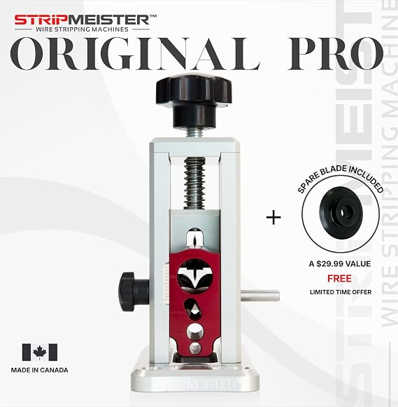 StripMeister Original Pro Drill-Powered Wire Stripper with ULTRA GRIP Feeder Jam-Free Performance Durable Portable Copper Wire Stripping Machine
