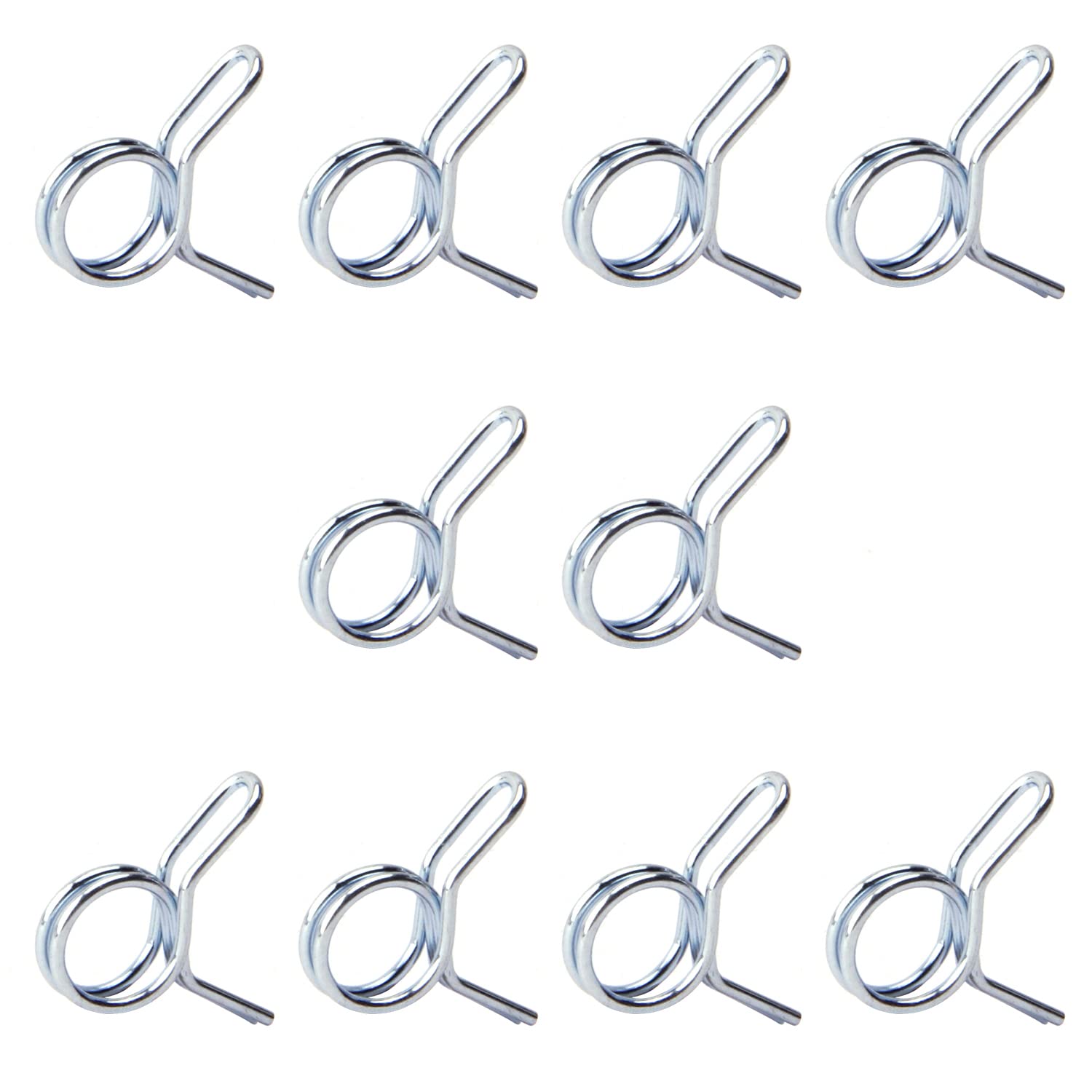 MroMaxDouble Wire Spring Hose Clamp-6mm Inner Dia Fuel Line Silicone Tube Spring Clips Low Pressure Air Clip Zinc Plated Silver Tone for Motorcycle Scooter ATV 10Pcs