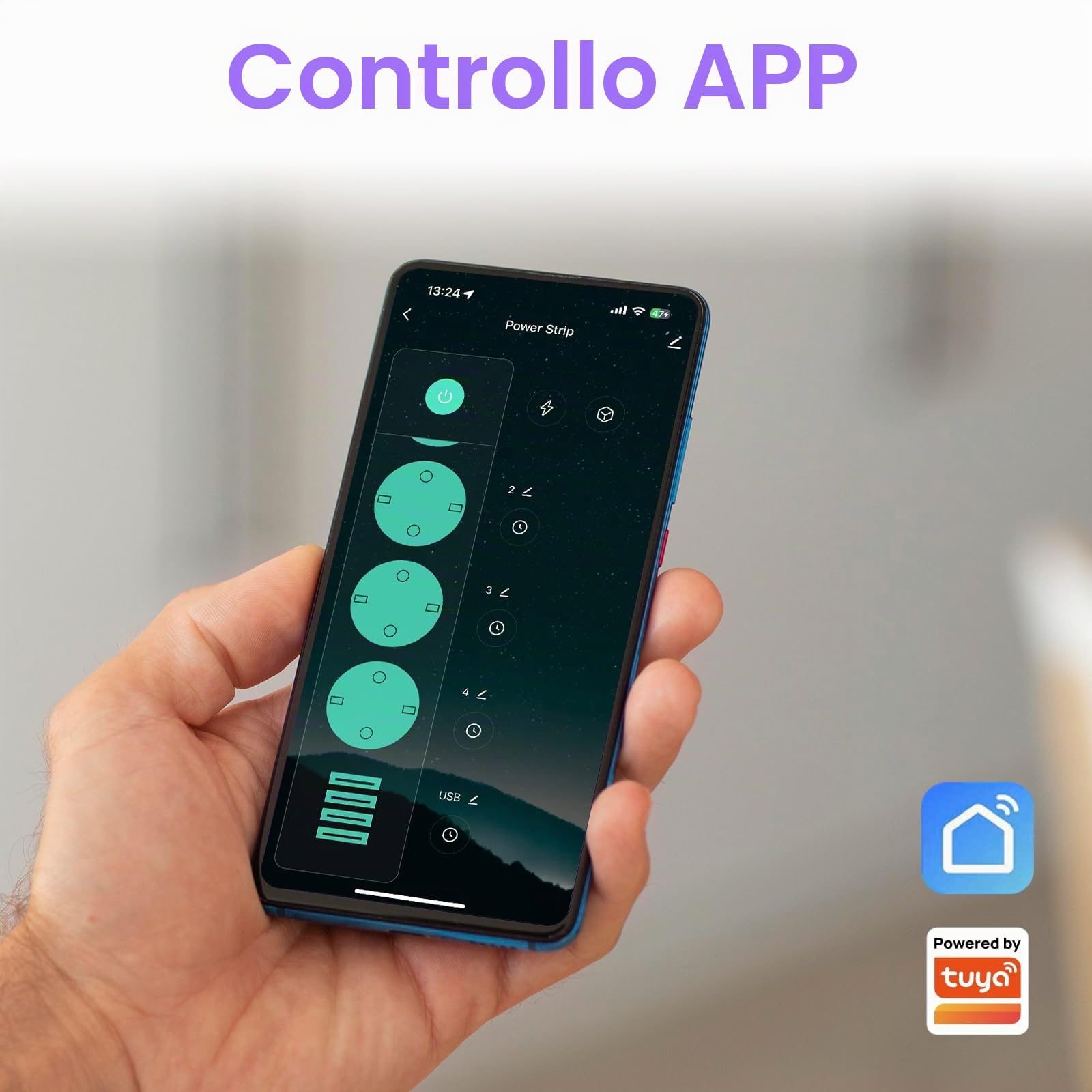 ANTELA Ciabatta Smart Alexa Multipresa WiFi con Monitoraggio Energetico | 4 Prese AC + 4 Porte USB, Protezione da Sovraccarico, Telecomando APP, Programma e Timer, 2.4Ghz wifi, 16A 3680W
