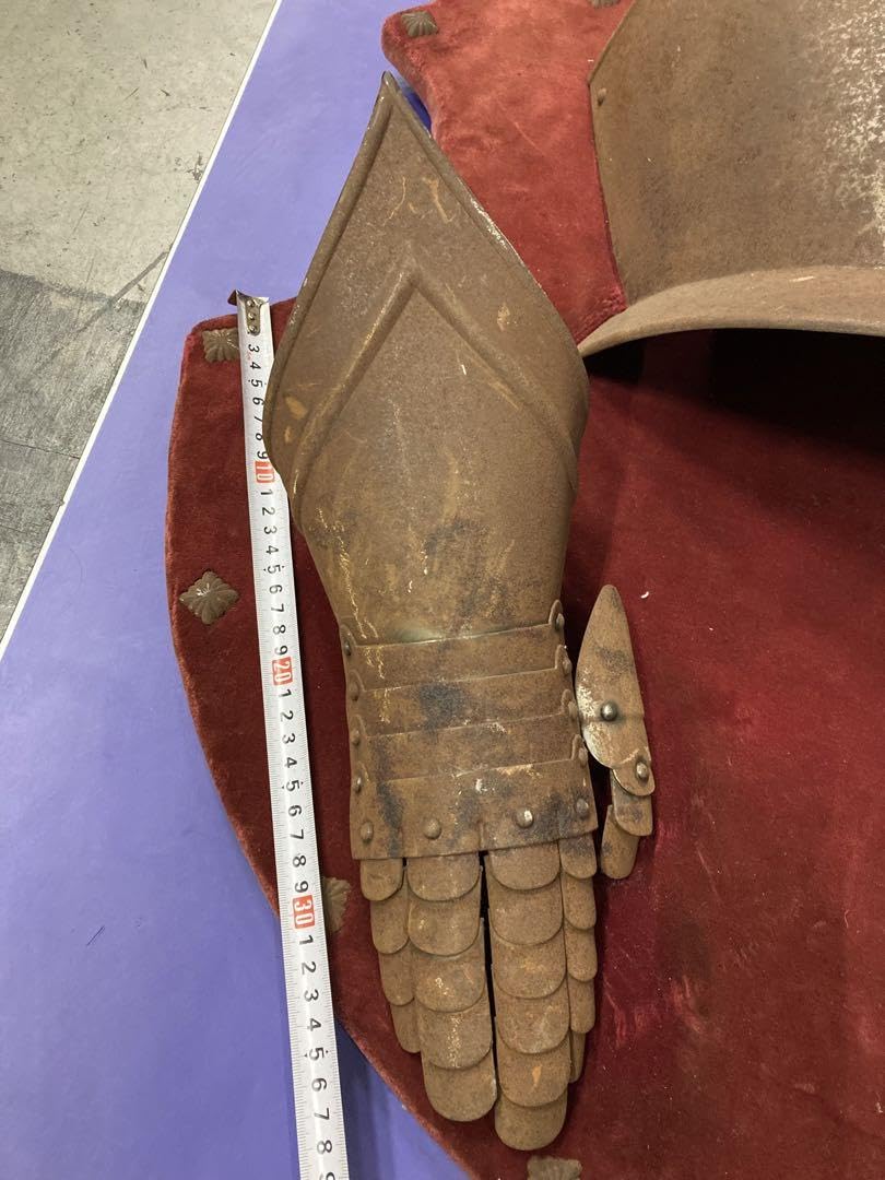 昔の鎧、鉄製 O-043】黒糸威鉄錆二枚胴具足（くろいとおどしてつさびにまい