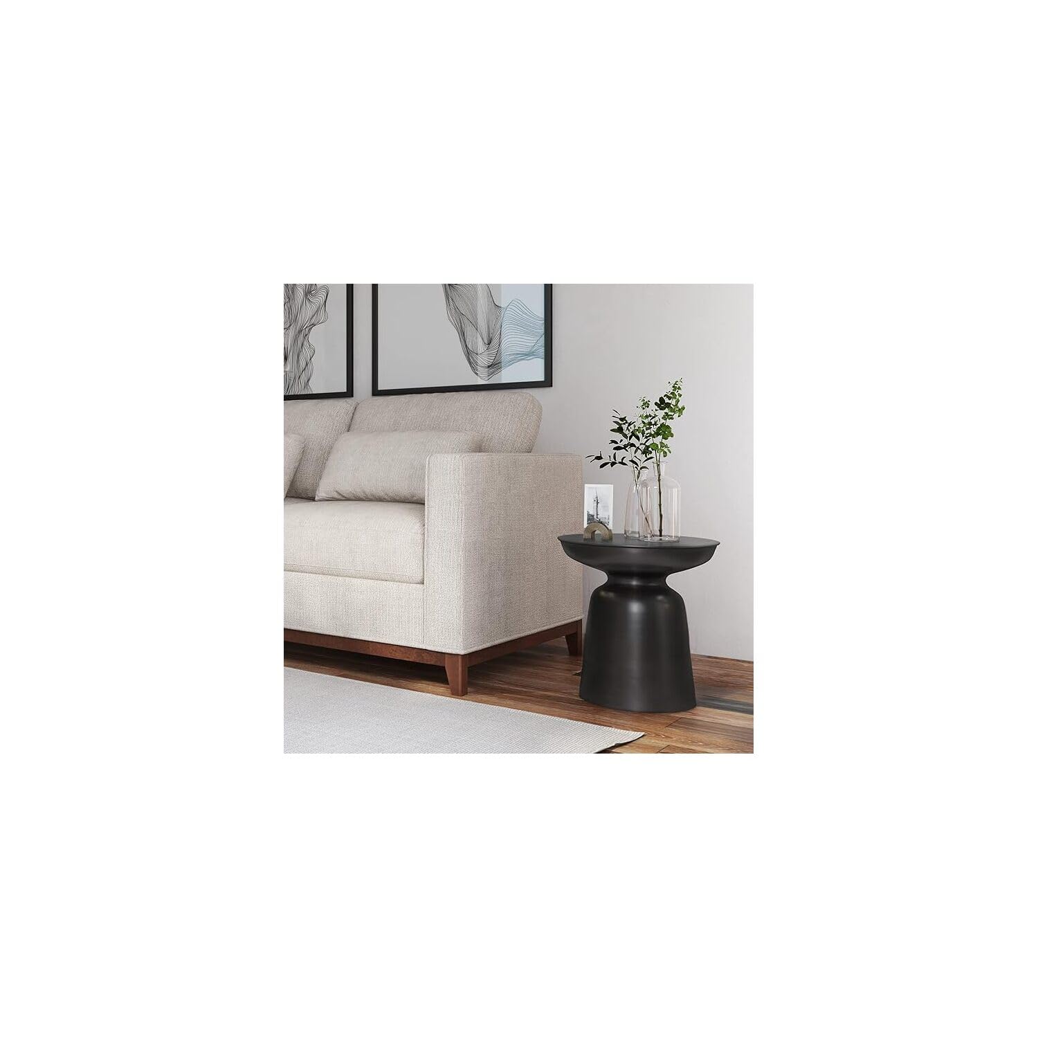 HomeStock Metal Accent Side Table - 16" Wide - Copper Finish - Sculptural Iron Design