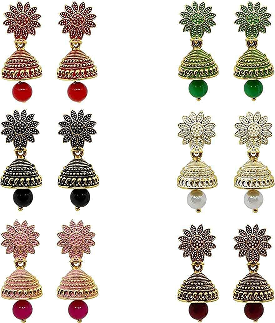 Metal Gold Plated Earrings For Women, Assorted (Pack of 6)