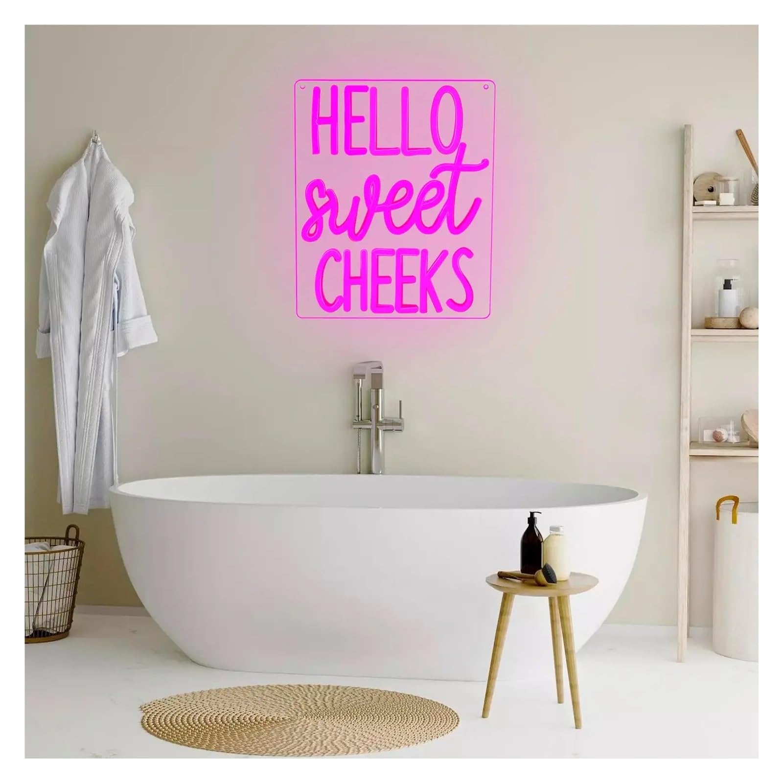 Wiszące neony artystyczne Hello Sweet Cheeks Neonowa Tablica Dekoracyjna Na Ścianę Różowe Światło LED Ściemnialne Do Łazienki, Sypialni, Na Wesele, Na Przyjęcie Urodzinowe, 24cmx30cm