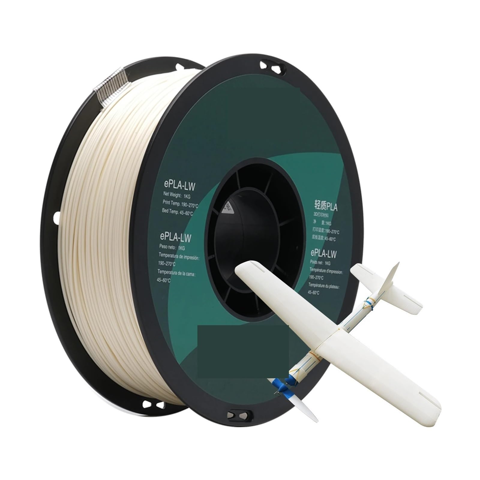 3D Drucker Filament, 3D-Drucker-Filament, Flugzeugdruck for 3D-Drucker, 1,75 mm, 1 kg, 2,2 Pfund, 3D-Filament, leichtes 3D-Schaum-Flugzeugmaterial(1.75MM Natural)