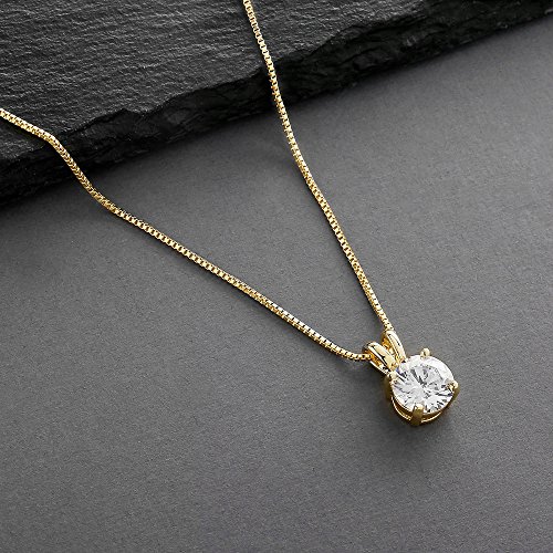 Mariell Cubic Zirconia Crystal Gold Pendant Necklace for Women, 2 Carat CZ, Bridal Wedding Jewelry Gift3